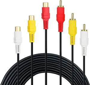 RCA Extension Cable - Gold Plated 3 RCA Male to 3 RCA Female Audio Video Extension Cable 3RCA Male to Female Audio Composite Extension Video Cable DVD CD AV TV (15ft/4.5m)