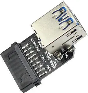 20Pin to Dual USB3.0 Adapter Connverter Desktop Motherboard 19 Pin/20P Header to 2 Ports USB 3.0 A Female Connector Card Reader (Vertical Version)