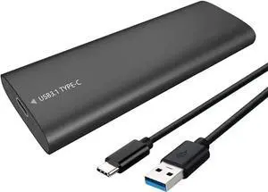 M.2 to USB3.1 USB-C HDD Enclosure NGFF/NVMe Dual Protocol Support for M.2 NVMe M Key/M.2 SATA B Key Hard Drive (Black)