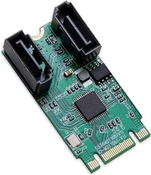 M.2 B+M Key 22x42 PCIe Bus to 2 Ports SATA 6 G III RAID Expansion Card Chipset ASM1061R, M.2 M-Key/B-Key SI-ADA40126