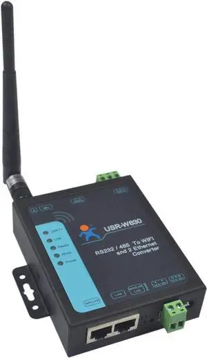 W630 Industrial RS232 / RS485 Serial to Ethernet,Serial to WiFi or WiFi to Ethernet Converter Support Dual Ethernet Ports, Modbus RTU