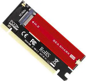 Swift MX16 M.2 NVMe SSD NGFF to PCIE 3.0 X16 Adapter M Key Interface Ccard Suppor PCI Express x16 2280 Size m.2 Full Speed (MX16+ Sea Shark Red)