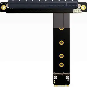 PCI-E 3.0 Riser Card 32G/BPS M.2 NGFF NVMe to PCIe X16 Extension Cable SATA Power Cable Support M.2 PCIE X4 Full Speed Channel for BTC Mining M2 2230 2242 2260 2280 (R43SL 35CM)