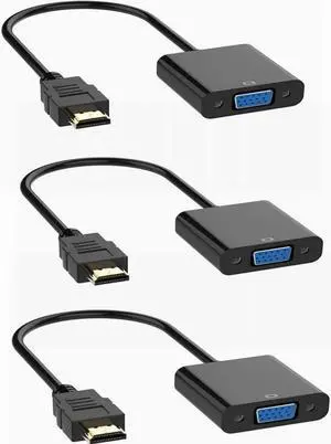 HDMI to VGA Adapter, HDMI Male to VGA Female Connector,Computer Connectors to Monitors Cable,for Computer, Desktop, PC, Monitor, Projector, HDTV, Chromebook, Raspberry Pi, Roku,PS4,Xbox(Black 3pcs) HDMI to VGA Adapter, HDMI Male to VGA Female Connector,Computer Connectors to Monitors Cable,for Computer, Desktop, PC, Monitor, Projector, HDTV, Chromebook, Raspberry Pi, Roku,PS4,Xbox(Black 3pcs)