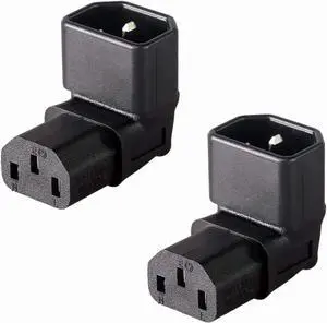 IEC C14 to C13 Power Adapter, for LCD Wall Mount TV ,10A PDU Plug, 90 Degree Down Right Angled ,2Pack