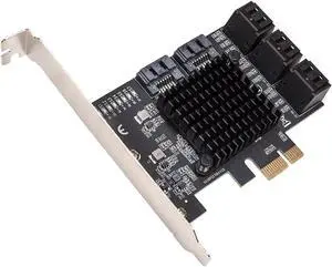 8 Port SATA III to PCIe 3.0 x1 Non-RAID Expansion Card Dual ASM1064 Genuine 6.0bps with 8 Drives Attached Low Profile Bracket, SI-PEX40165