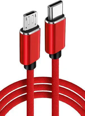 USB c to Micro usb fast charging cable,3.3ft, Type C to Micro USB Charger Braided Cord Support Charge & Sync Compatible with MacBook (Pro),Galaxy S8, S9, S10, Pixel 3 XL, 2 XL, Nexus 6P 5X (red 1m)