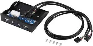 3.5 9Pin to 2 USB 2.0 Hub Front Panel with HD Audio Mic Interface for PC Desktop 3.5Inch Floppy Disk Bay Expansion