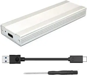 3TB NVME SSD Enclosure PCI-E M.2 to USB 3.1 Type-C Adapter Hard Drive Disk External Box USB C 10Gbps RTL9210 M2 M Key PCIE HDD Case for 2242 2260 2280 (Silver C to A)