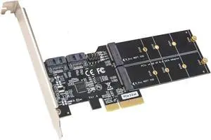 IO CREST 2 M.2 B Key and 2 Port SATA III PCIe 3.0 x4 Non-RAID Expansion Card Asmedia ASM1164