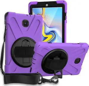Galaxy Tab A 8.0 Case, 2018/2019 T387, Shockproof Heavy Duty Full-Body Protection Shield Cover for Samsung Galaxy Tab A 8.0 SM-T387 (Purple)