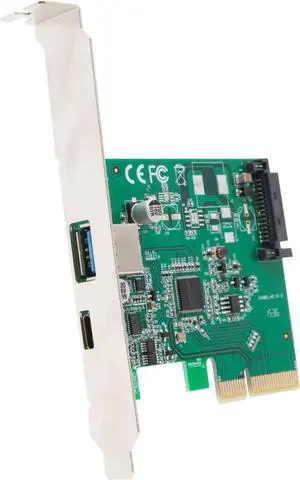 IO Crest IOCrest USB 3.1 Gen II 10Gbps 2-Port Full-Duplex Controller X4 Slot Card Type-C and Type-A Ports Components Other SI-PEX20189