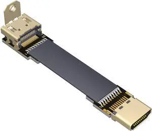 Flat Slim Angled Standard HDMI 2.0 Male/Female to HDMI 2.0 Male/Female 20 pin FFC FPC Flat Ribbon Elbow Cable 2K/144hz 4K/60Hz for HDTV AV Aerial Photography A1 (1.5m,A1-A4S)