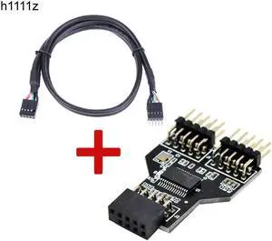 9Pin Interface Header Splitter 1 to 2 Extension Cable Adapter 9-Pin USB HUB USB 2.0 Connectors for RGB Bluetooth 11.81"