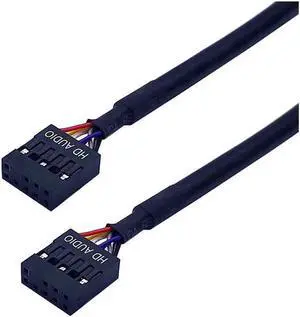 Host Case Chassis Internal Motherboard HD Audio 9Pin Female to Female Extension Cable black 11.81"