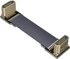 Flat Slim Angled Standard HDMI 2.0 Male/Female to HDMI 2.0 Male/Female 20 pin FFC FPC Flat Ribbon Elbow Cable 2K/144hz 4K/60Hz for HDTV AV Aerial Photography A1 (25cm,A2-A2R)