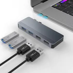 USB C Adapter for MacBook Pro/Air, 4 in 2 USB C Hub MacBook Pro USB Adapter, Type C Dual Hub with 2 USB 3.0 and 2 USB 2.0 for MacBook Pro 2020/2019-2016, MacBook Air 2020-2018