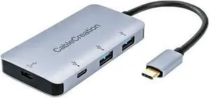 USB C Hub,CableCreation Type C Multiport Adpater (Thunderbolt 3 Compatible), USB-C to 2 USB 3.0 + 2 USB C Female Charger Adapter, Compatible with MacBook Pro 2017, Surface Book 2 and More, Space GreyS