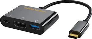 USB C to 4K HDMI Hub, CableCreation 3-in-1 USB-C Hub with HDMI, USB 3.0 and 60W PD Charging [Thunderbolt 3 Compatible] for MacBook Pro 2017/2018/2019, Dell XPS 13/15, Galaxy Note 10, Surface Book 2