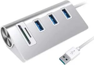 USB 3.0 Docking Station, Portable Aluminum Hub with 3 USB Ports and SD&TF Card Adapter for iMac, MacBook Air, MacBook Pro, MacBook, Mac Mini, PCs and Laptops, Multi-in-1 Superspeed Combo Hub Dock