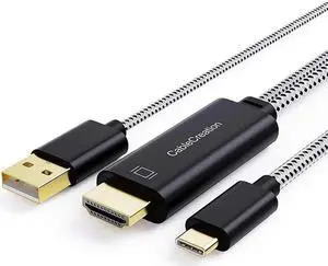 USB C to HDMI Cable with USB Charge 6FT, CableCreation Type C to HDMI Cord Compatible with MacBook/Pro/Air, Galaxy S20/ S10, LG G5/ Q8/ V20, OnePlus 7(Pro)/ 7T (Pro), HDMI to USB C