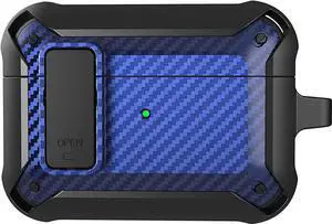 Heavy Duty Armor Case Rugged Protection for Apple Airpod 1st 2nd Gen (Black/Blue)