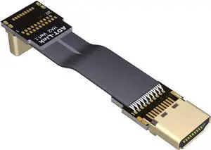 Flat Slim Angled Standard HDMI 2.0 Male/Female to HDMI 2.0 Male/Female 20 pin FFC FPC Flat Ribbon Elbow Cable 2K/144hz 4K/60Hz for HDTV AV Aerial Photography A1 (2m,A1-A2)