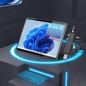 Surface Pro 9 Docking Station Surface Pro 8 Accessories Surface Pro X Dock with 4K HDMI, 100W Thunderbolt 4 Port, USB-C Port(5Gbps), 2*USB 3.0(5Gbps), Audio, SD/TF Card for Microsoft Surface Pro 9/8/X