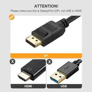 DisplayPort to HDMI, CableCreation 6 Ft DP to HDMI Cable, Support Eyefinity Multi-Screen, 4K & 3D Audio/Video Converter, 1.83M / Black