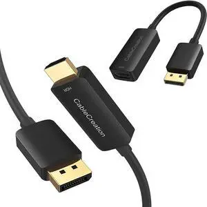 DisplayPort Male to HDMI Male Cable 4K@60Hz HDR Bundle with Active DisplayPort Male to HDMI Female Adapter 4K HDR