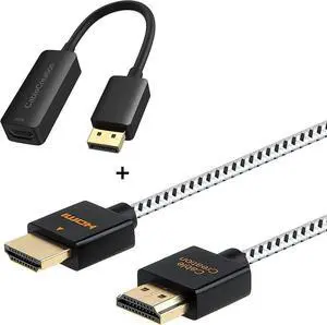 10FT HDMI Male to Male Cable Bundle with Active DisplayPort to HDMI Adapter 4K@60Hz