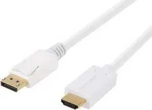 DP to HDMI Cable(DP1.2), CableCreation 6ft DisplayPort to HDMI,4K x 2K & 3D Audio/Video, Eyefinity Multi-Screen Support,1.8M / White
