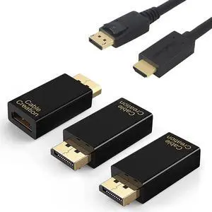 [3-Pack] Displayport to HDMI Adapter Bundle with DisplayPort to HDMI Cable 6ft, Support 4K@30Hz