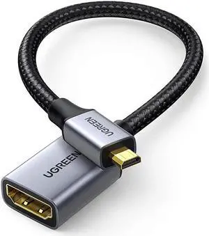 Micro HDMI to HDMI Adapter, Micro HDMI to Female HDMI Aluminum Portable Cable HDMI Adapter Supports 4K 3D 1080P, Compatible with GoPro Hero 7 Raspberry Pi 4 Sony A6000 Camera Nikon B500, 8 Inch