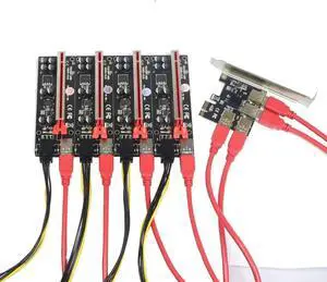 PCI-E 1x to 16x Riser Card PCI-Express 1 to 4 Slot PCIe USB3.0 Splitter 1 to 4 Adapter GPU Riser Card for BTC Bitcoin Miner Mining (PCIE 1 to 4USB Kit)
