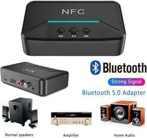 1PC Newest Wireless NFC Bluetooth 5.0 Receiver APTX HD DAC Wireless Digital Audio Adapter Low Latency SPDIF Coaxial RCA Output