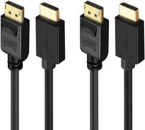 DisplayPort to HDMI Cable(2-Pack), CableCreation 6FT DisplayPort to HDMI Cable, Eyefinity Multi-Screen, 4K & 3D Audio/Video Converter, 1.8M / Black