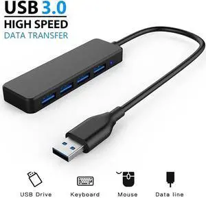 1 PC Ultra Slim High Speed USB 2.0 3.0 Hub External 4 Ports Adapter Splitter USB Expander For Laptop PC Computer Peripherals