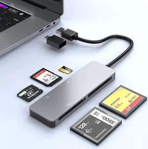 CFast Card Reader USB C USB 3.0, CFast 2.0 Multi Card Reader, CFast/XD/CF/SD/TF 5 in 1 Memory Card Reader/Adapter/Hub for CFast SD SDXC SDHC CF CFI Micro SD SDXC XD,for Windows/Mac/Linux/Android