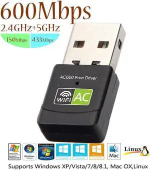 Driver 600Mbps Wireless USB Wifi Adapter Receiver 2.4+5 Ghz USB Wifi 802.11n/g/b Network Card For PC