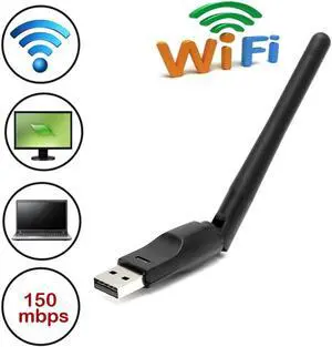 Wireless LAN Adapter With Antenna 150Mbps Portable WiFi Dongle Adapter Antennae for MAG250-254 TV Box Black