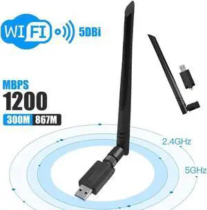 WiFi Adapter AC1200M Dual Band 5G/2.4GHz Wireless USB Adapter Network Card Wifi Receiver USB Ethernet LAN Adapter for PC