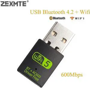 600Mbps USB WiFi Bluetooth Adapter Dual Band 2.4/5Ghz Wireless External Receiver Mini WiFi Dongle for PC/Laptop/Desktop
