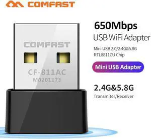 CF-811AC 650Mbs USB Wireless 2.4G&5G Wifi Adapter High speed Network Card RTL8811 Dual Band 802.11 AC Antenna For Laptop Desktop