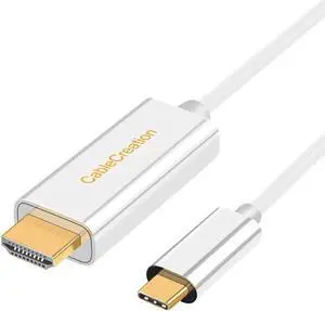 USB C to HDMI Cable 10FT, CableCreation USB Type C to HDMI Cable Adapter 4K, Compatible with MacBook Pro 2020, iPad Pro 2020, Mac Mini, Surface Book 2, XPS 15, Galaxy S20/S10, White