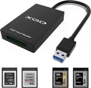 USB3.0 XQD Memory Card Reader 5Gpbs Super Speed Compatible with Sony G/M Series USB Mark XQD Card, Lexar 2933x/1400x USB Mark XQD Card for Windows/Mac OS.