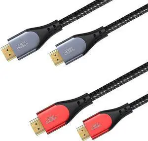 2 Pack HDMI Cable 4K@60Hz Red 3.3 ft+Gray 10ft, CableCreation HDMI 2.0 Cable, Support 3D, 2160P, 1080P, Ethernet Compatible with UHD TV, PS5/PS4, Xbox One, Blu-ray, PC, Projector and More