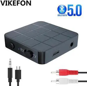 JAENFONG Bluetooth 5.0 Receiver and Transmitter 2 IN 1 Audio Music Stereo Wireless Adapter With RCA 3.5MM AUX Jack For Car Kit TV MP3