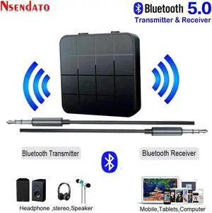 JAENFONG 2 In 1 Bluetooth 5.0 Music Audio Transmitter Receiver 3.5mm AUX jack RCA Car Stereo Audio Wireless Adapter For Car TV PC Speaker