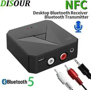 JAENFONG Bluetooth 5.0 Audio Receiver Transmitter Stereo 3.5mm AUX RCA Jack Wireless Adapter Dongle With Mic For Car TV PC Speakers